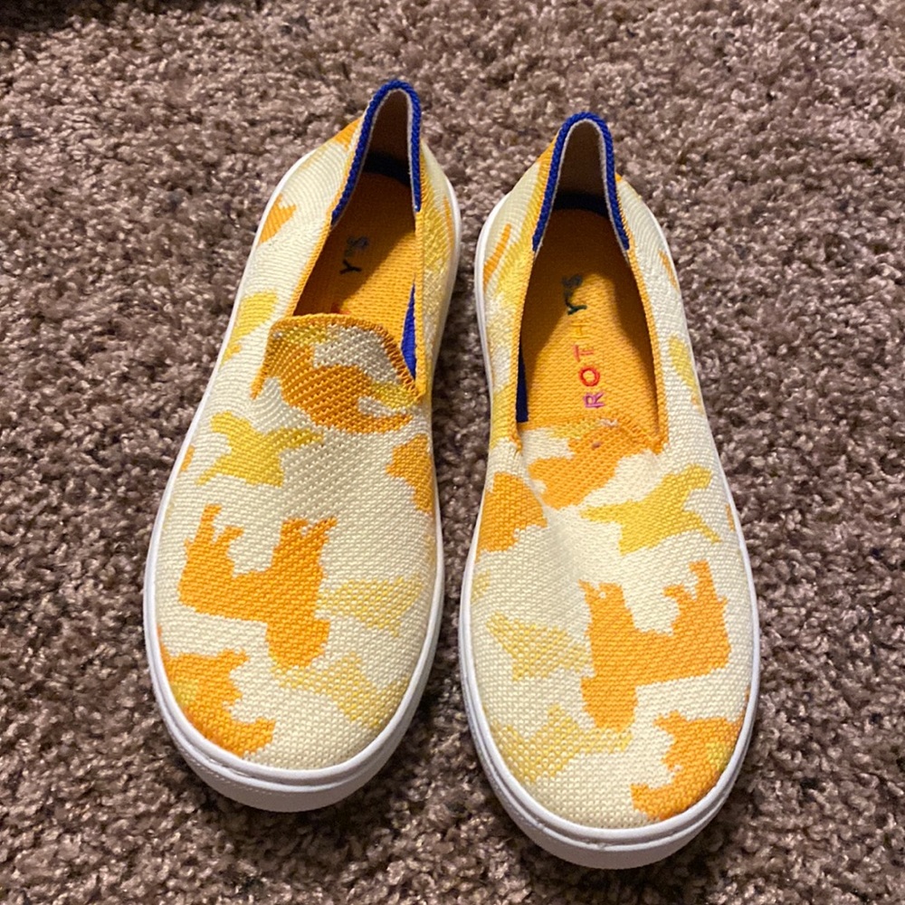 Rothys kids slip ons, worn once inside. Size 1 med. EUC yellow dogs boys girls